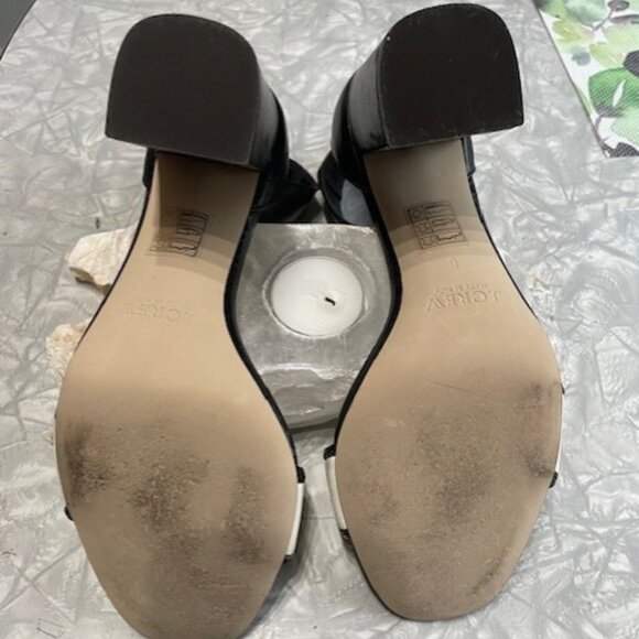 J. CREW Buckle-Strap Block Heels in Black & White Leather Made in Italy Size 6 - Picture 5 of 5
